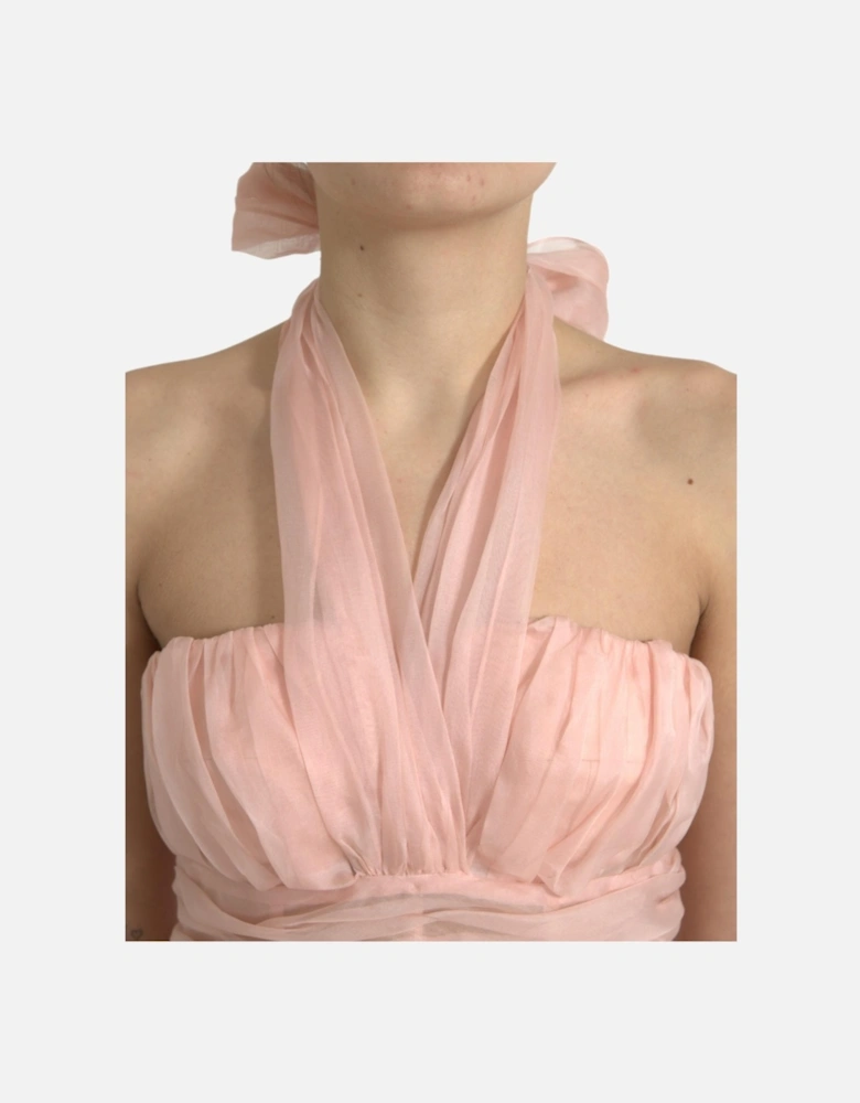 Halter Neck ALine Dress Women - Pink Dresses