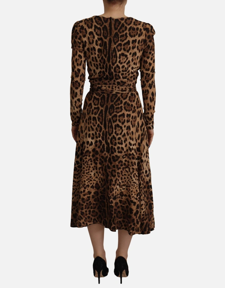 Dolce Gabbana Leopard Print Wrap Dress Women - Brown Dresses