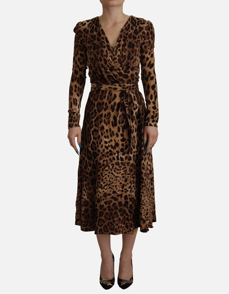Dolce Gabbana Leopard Print Wrap Dress Women - Brown Dresses