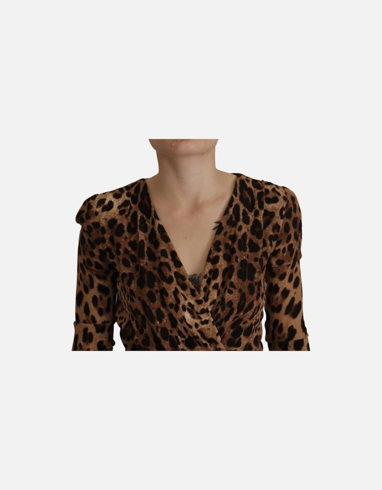 Dolce Gabbana Leopard Print Wrap Dress Women - Brown Dresses