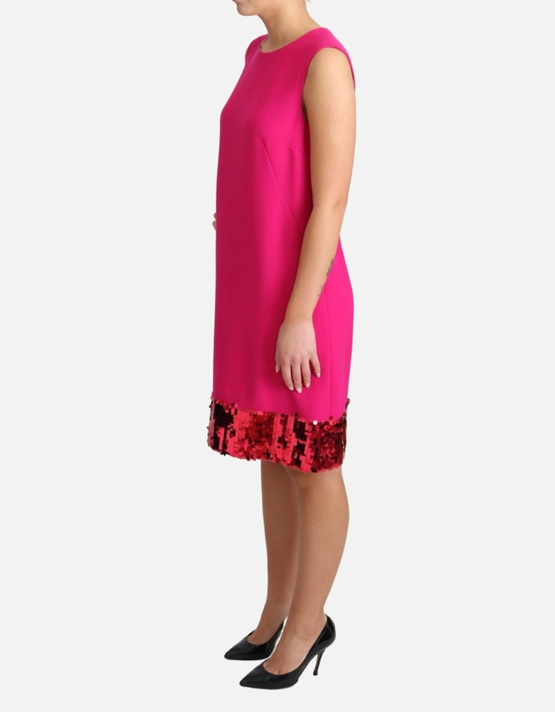 Sequin Embellished Shift Dress with Round Neckline Women - Pink