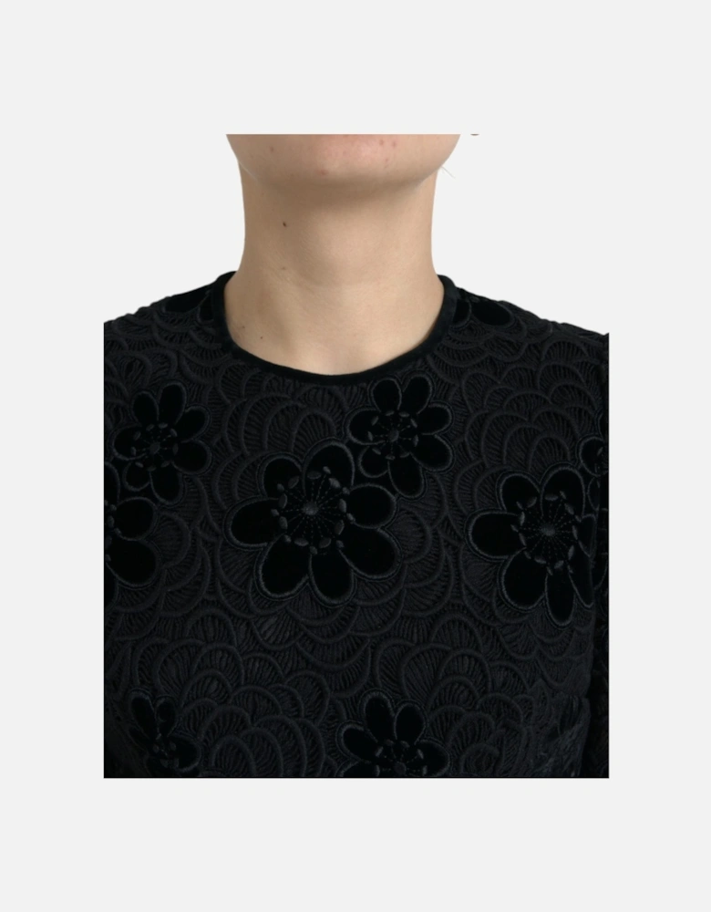 Floral Lace Bodycon Sheath Dress Women - Black Dresses