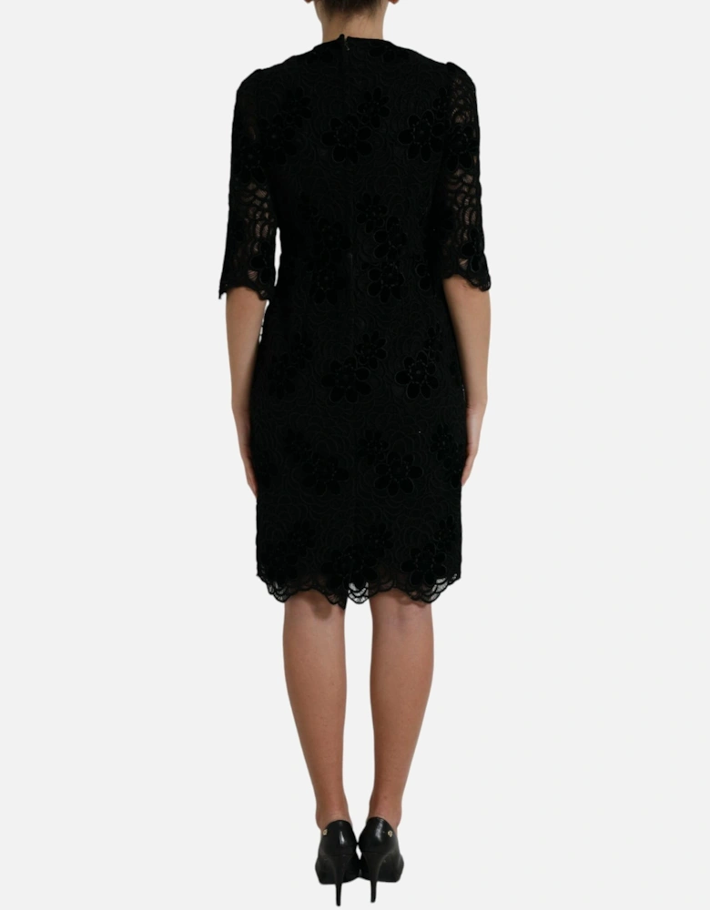 Floral Lace Bodycon Sheath Dress Women - Black Dresses