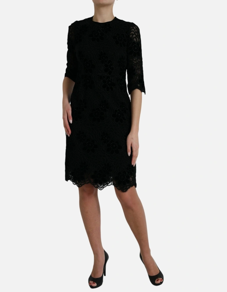 Floral Lace Bodycon Sheath Dress Women - Black Dresses