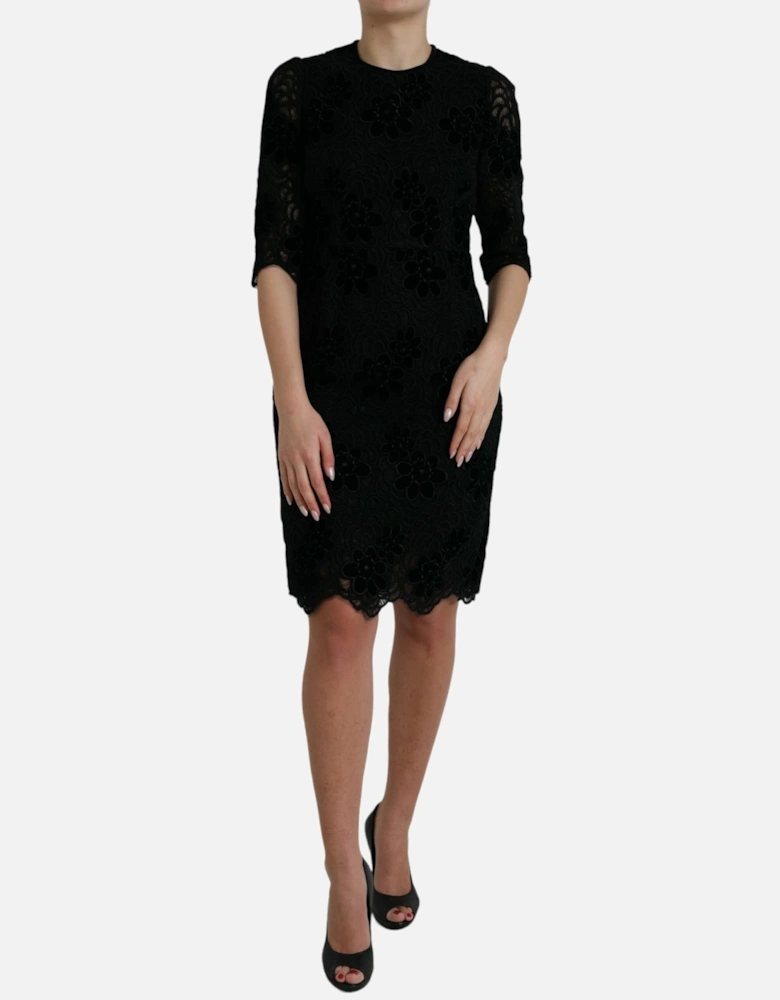 Floral Lace Bodycon Sheath Dress Women - Black Dresses
