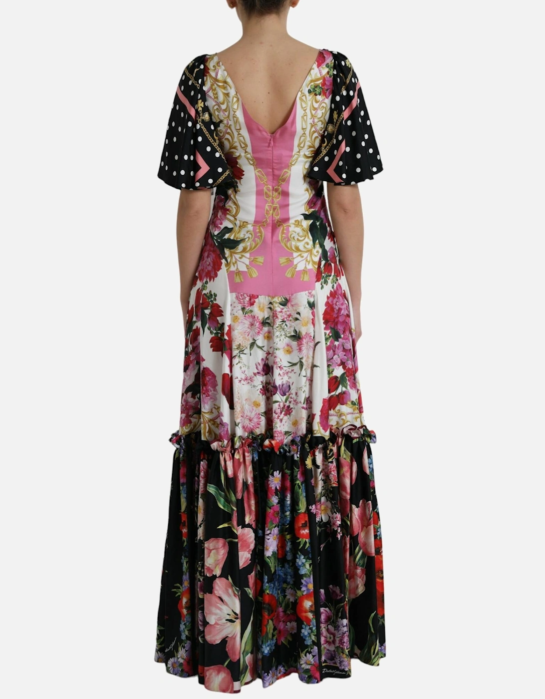 Floral Maxi Dress with Ruffle Trims and Logo Details Women -