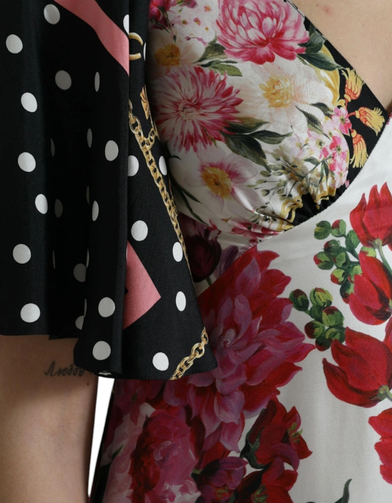 Floral Maxi Dress with Ruffle Trims and Logo Details Women -