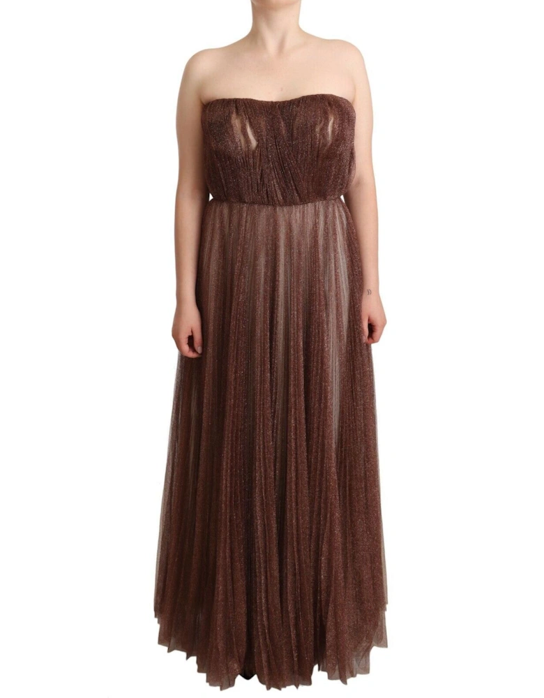 Metallic Pleated Maxi Dress DR28310 Women - Bronze Dresses