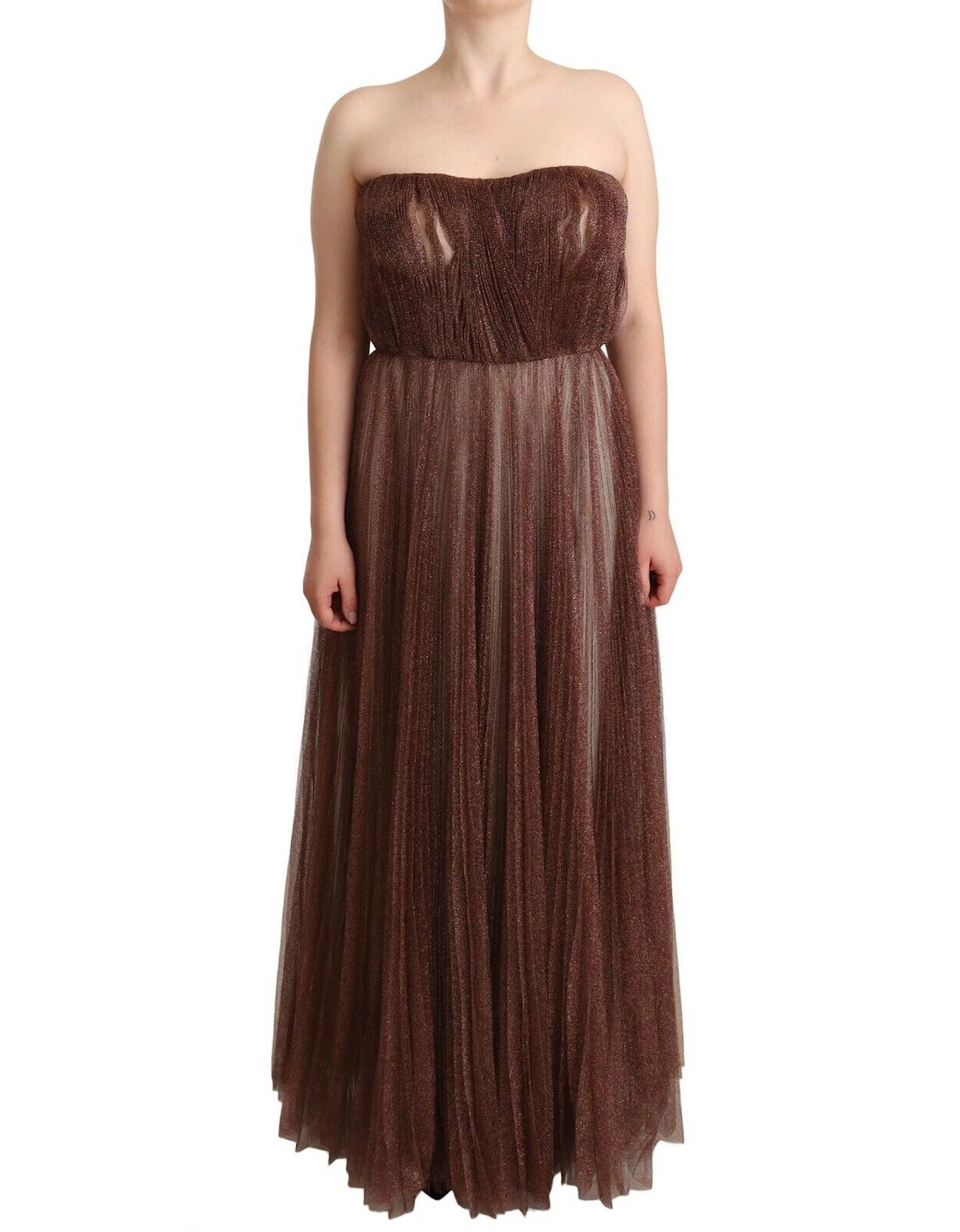 Metallic Pleated Maxi Dress DR28310 Women - Bronze Dresses, 5 of 4