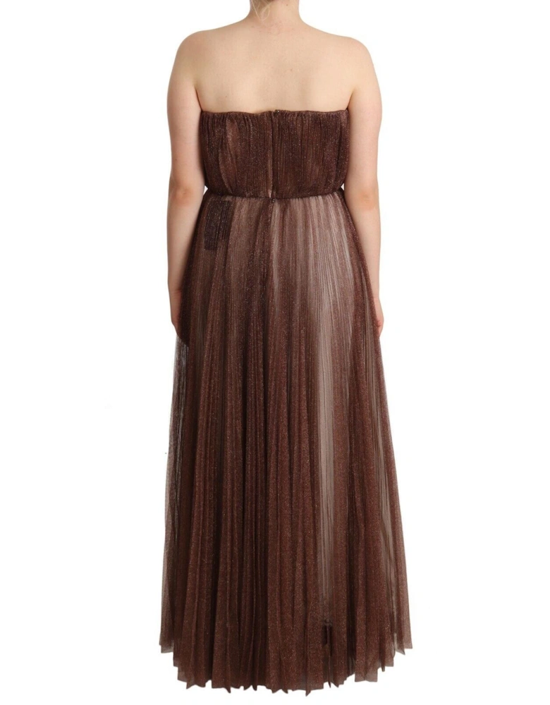 Metallic Pleated Maxi Dress DR28310 Women - Bronze Dresses