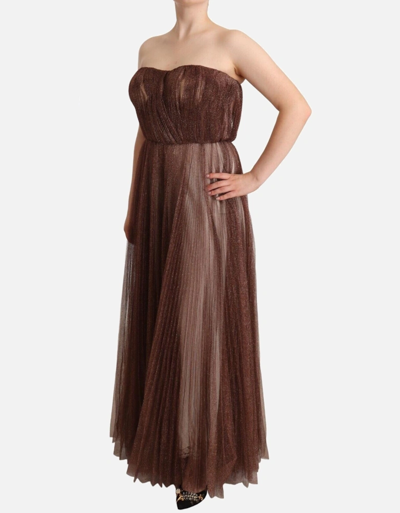 Metallic Pleated Maxi Dress DR28310 Women - Bronze Dresses