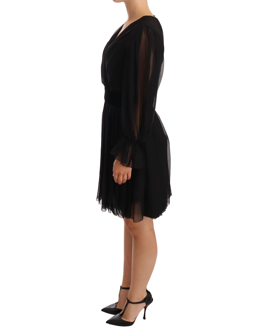 Dolce Gabbana Mini Dress VNeck Long Sleeves Women - Black Dresses