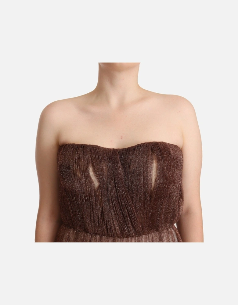 Metallic Pleated Maxi Dress DR28310 Women - Bronze Dresses