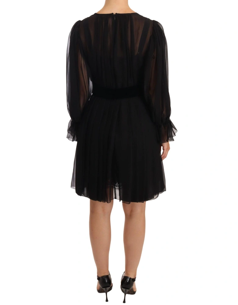 Dolce Gabbana Mini Dress VNeck Long Sleeves Women - Black Dresses