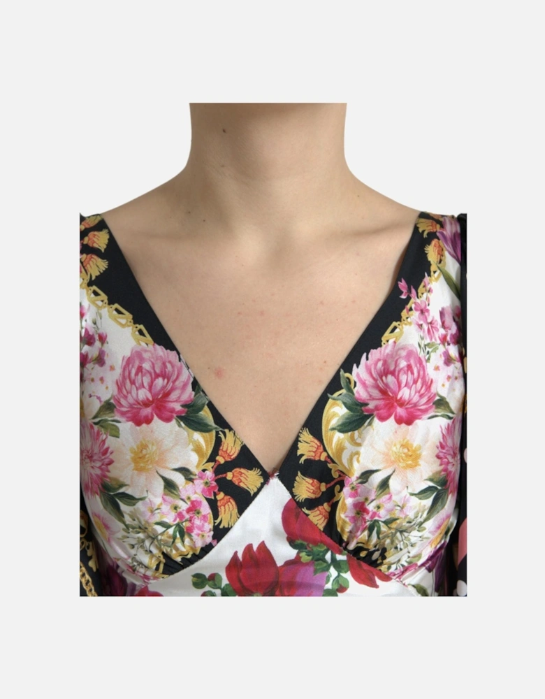 Floral Maxi Dress with Ruffle Trims and Logo Details Women -
