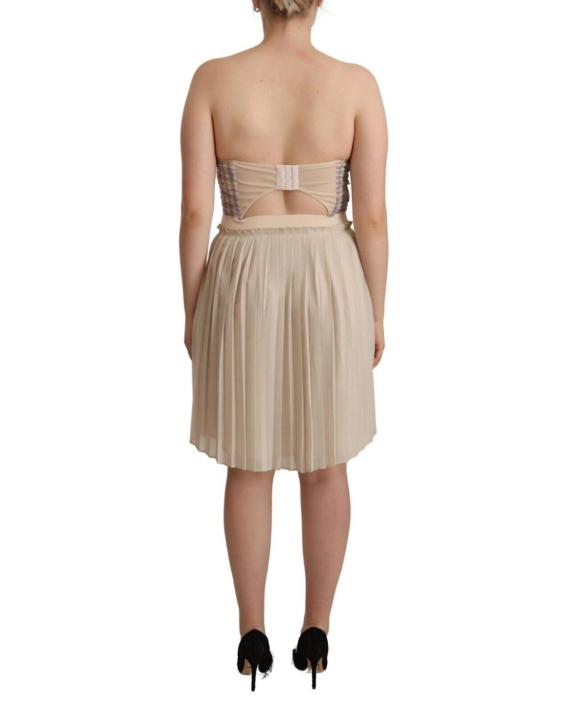 Beige Pleated ALine Dress Women Dresses
