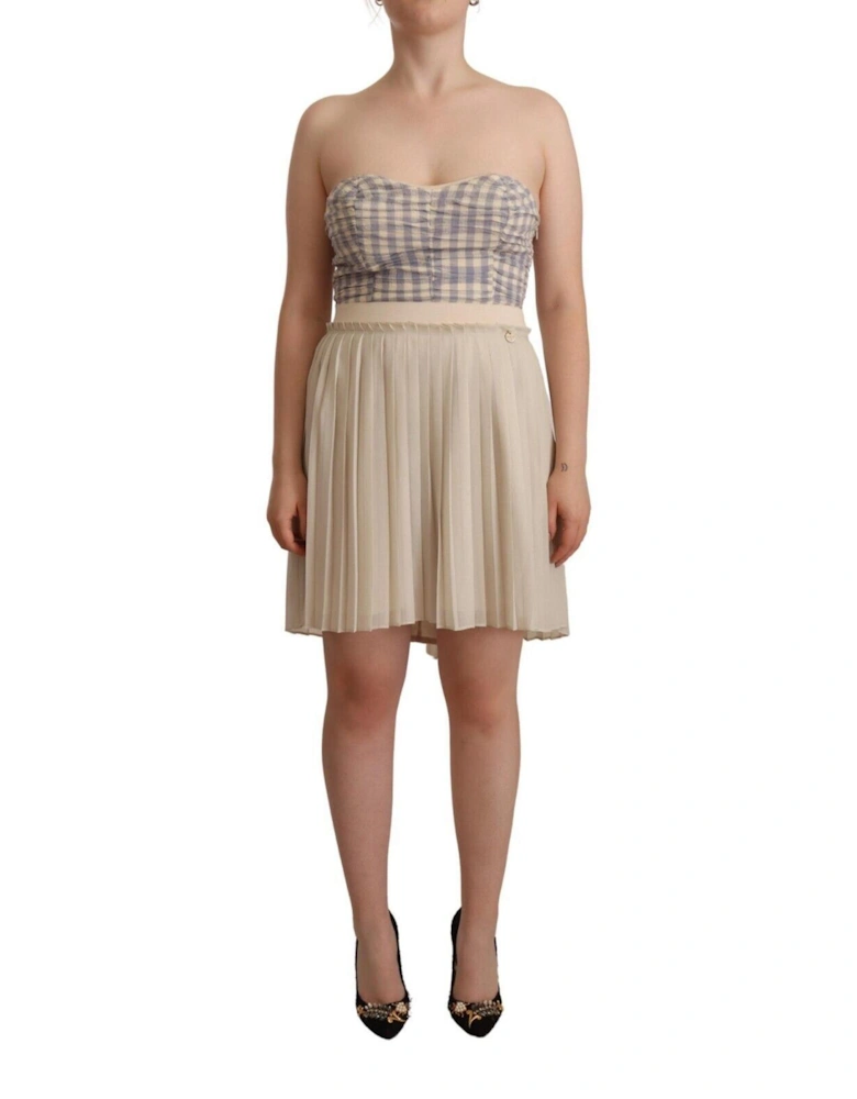 Beige Pleated ALine Dress Women Dresses