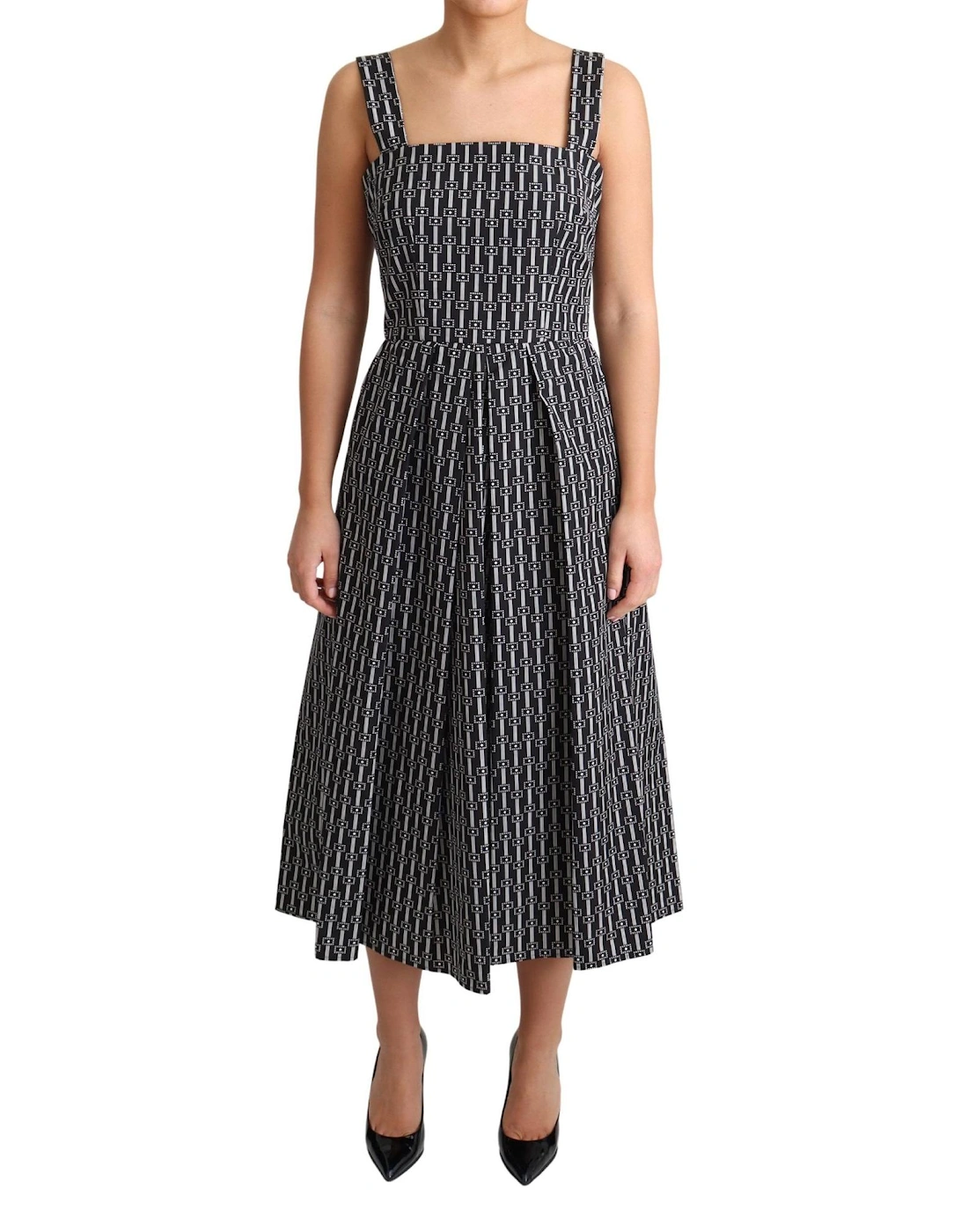 Printed Cotton Midi Dress DR2755 Women - Black Dresses, 6 of 5