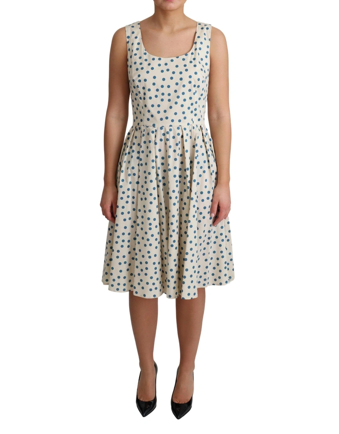 Polka Dot ALine Dress Women - Beige Dresses, 6 of 5