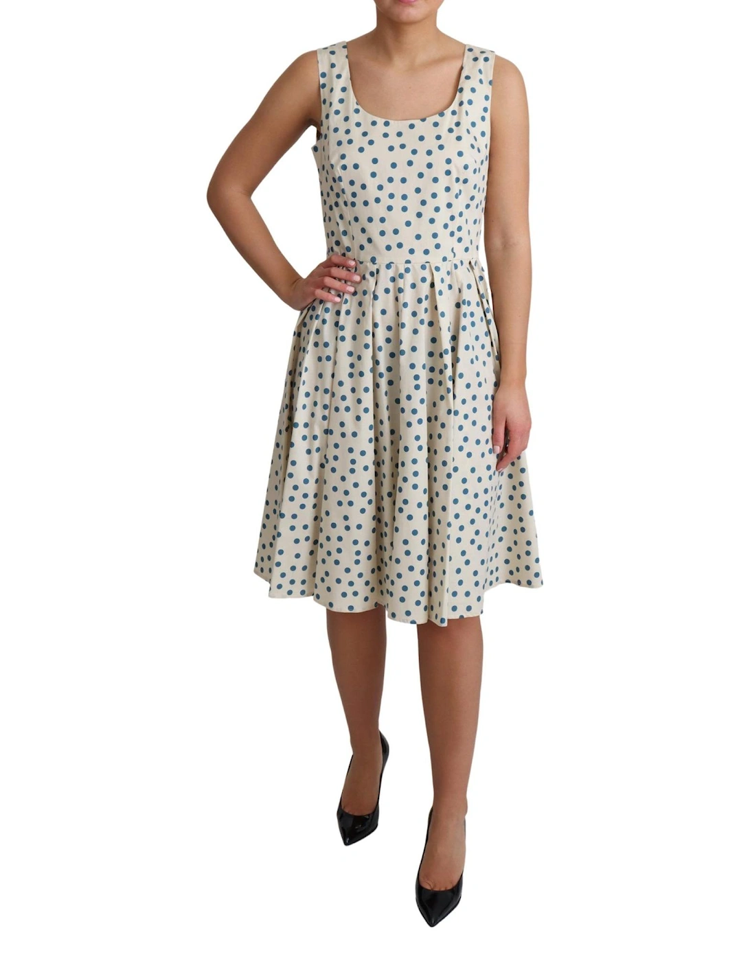 Polka Dot ALine Dress Women - Beige Dresses