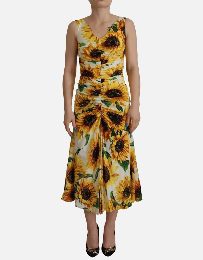 Dolce Gabbana Sunflower Print Midi Dress Women - White Dresses