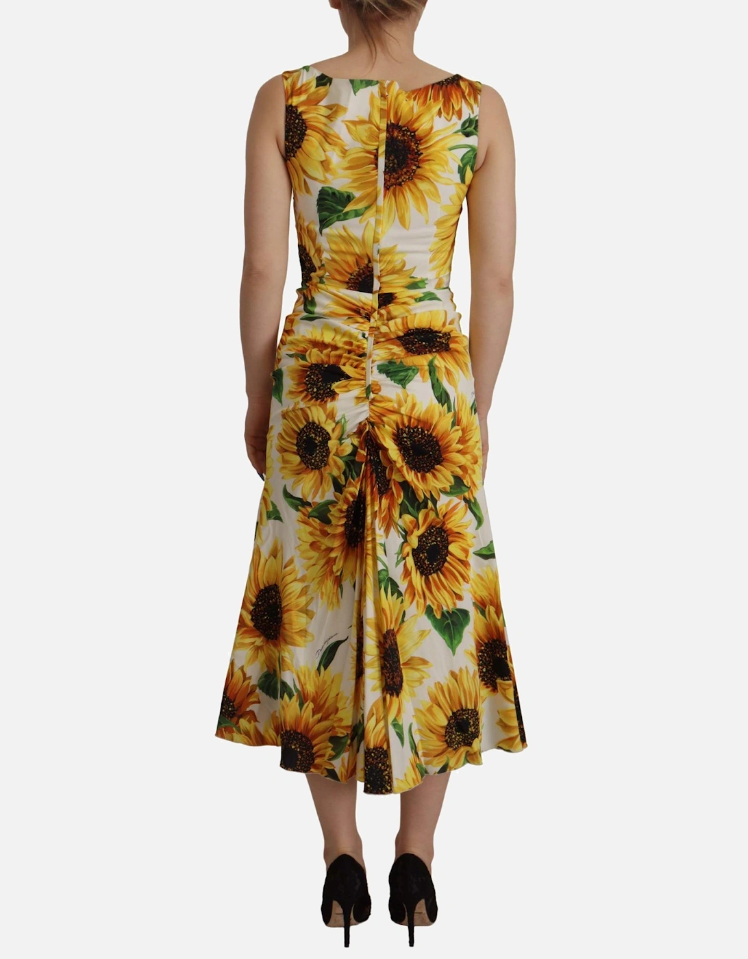 Dolce Gabbana Sunflower Print Midi Dress Women - White Dresses