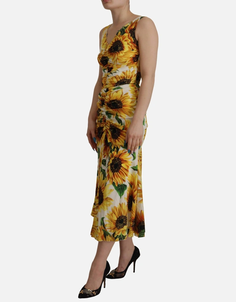 Dolce Gabbana Sunflower Print Midi Dress Women - White Dresses