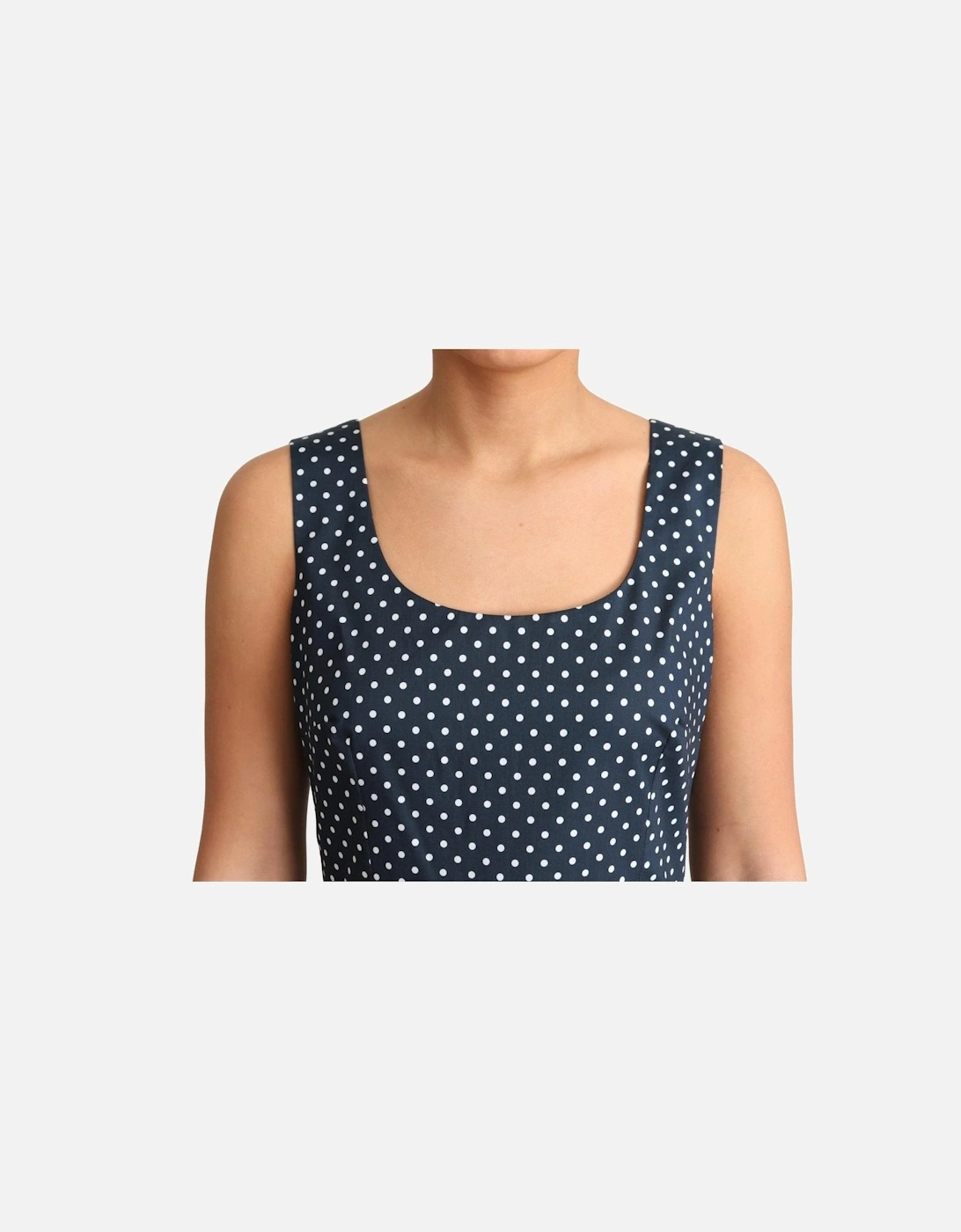 Polka Dot Dress Aline Sleeveless Women - Blue Dresses