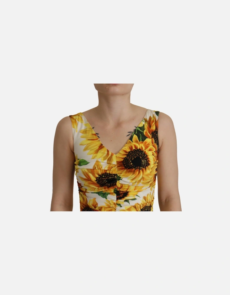 Dolce Gabbana Sunflower Print Midi Dress Women - White Dresses