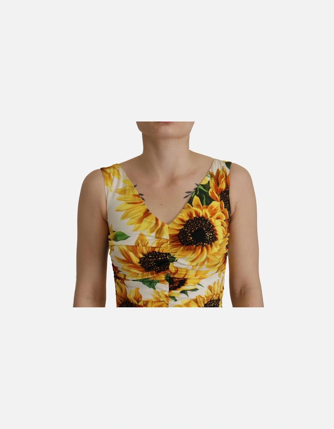 Dolce Gabbana Sunflower Print Midi Dress Women - White Dresses