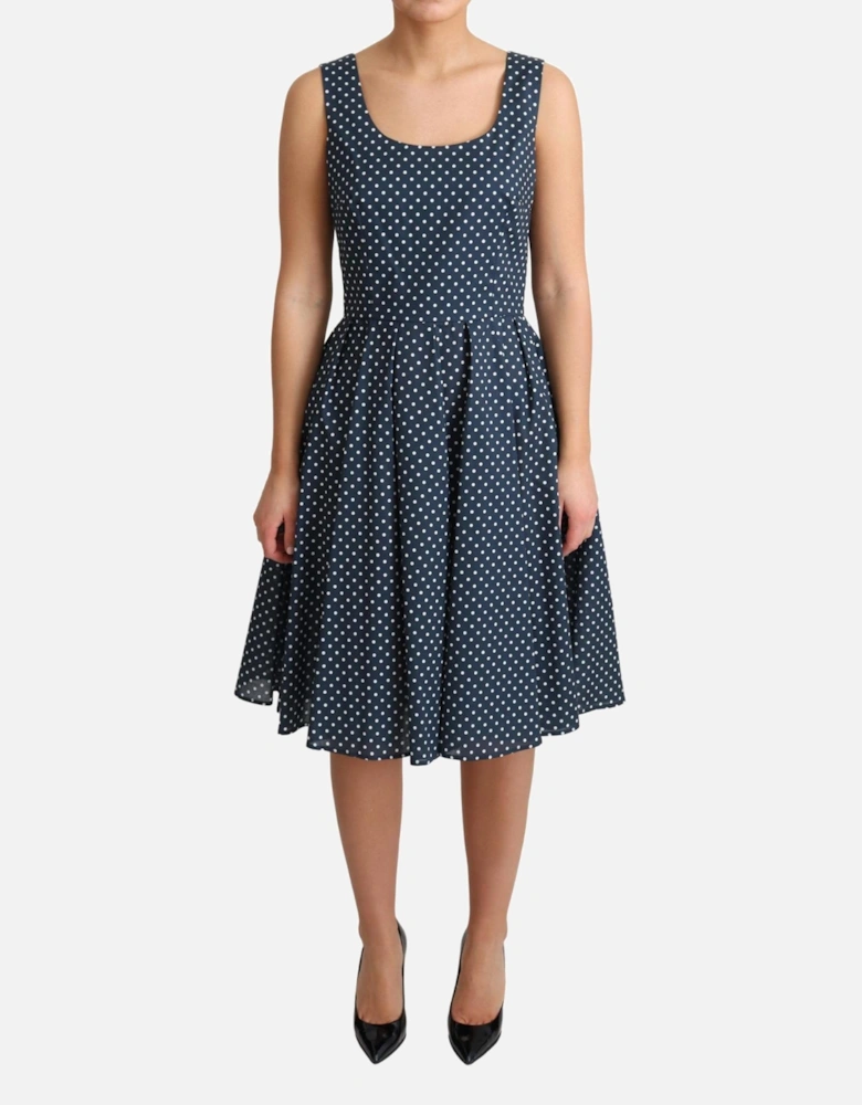 Polka Dot Dress Aline Sleeveless Women - Blue Dresses