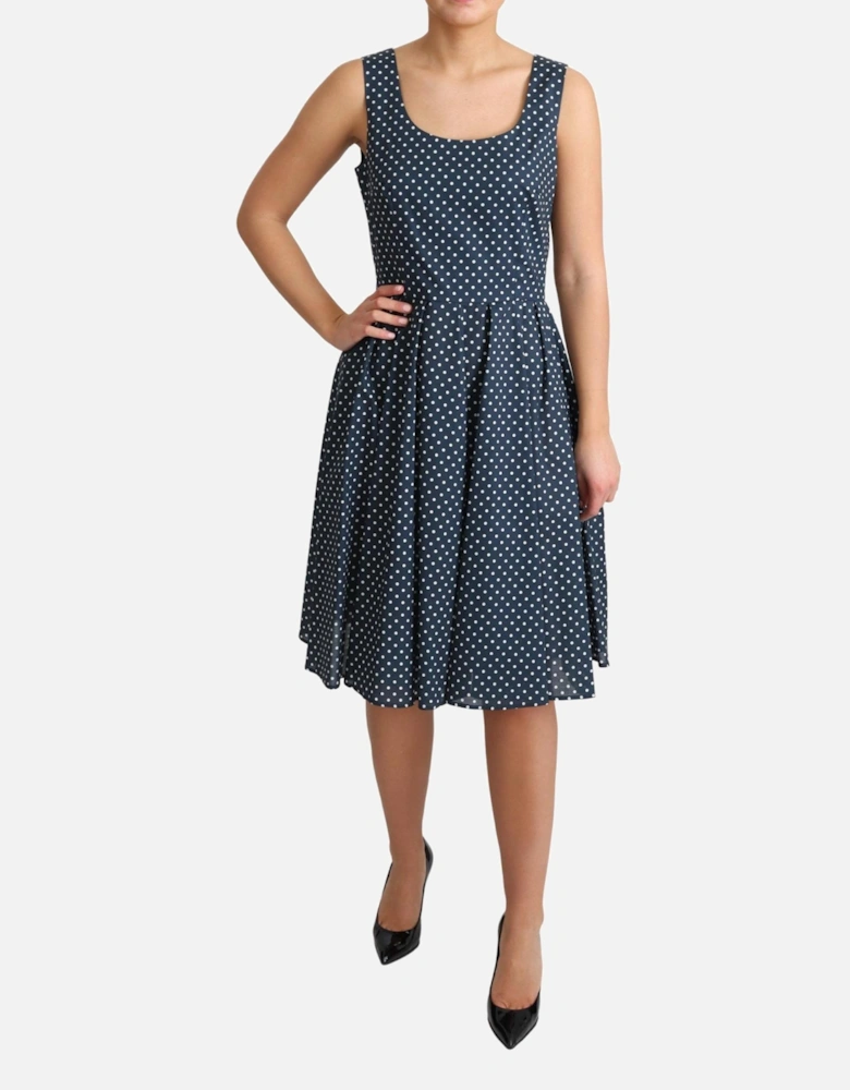 Polka Dot Dress Aline Sleeveless Women - Blue Dresses