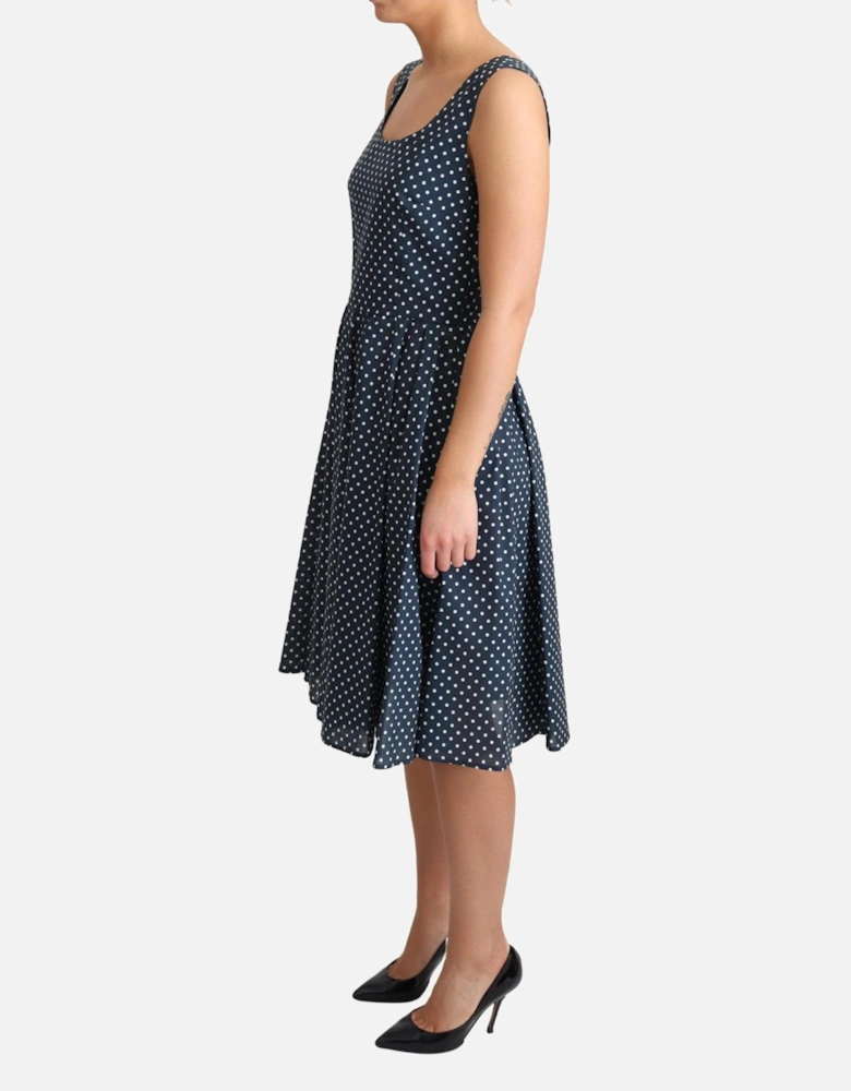 Polka Dot Dress Aline Sleeveless Women - Blue Dresses