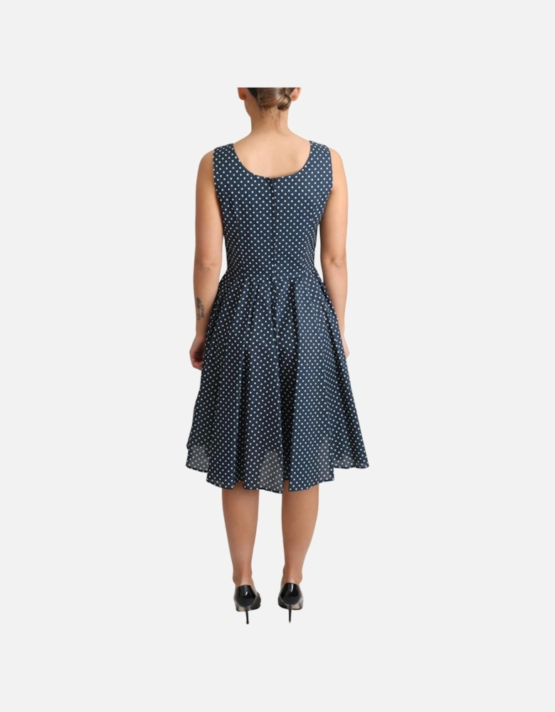 Polka Dot Dress Aline Sleeveless Women - Blue Dresses