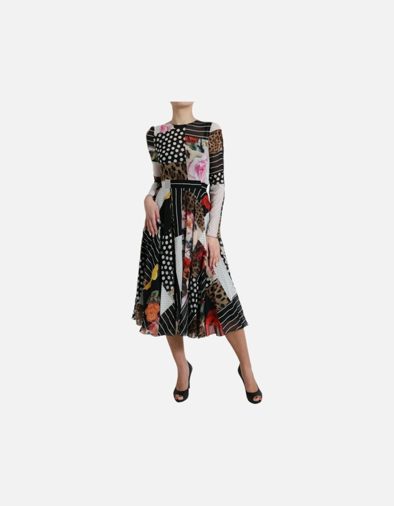 Patchwork Print Midi Dress F4433Z Women - Multicolor Dresses