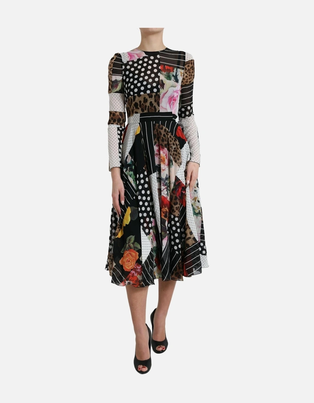 Patchwork Print Midi Dress F4433Z Women - Multicolor Dresses, 7 of 6