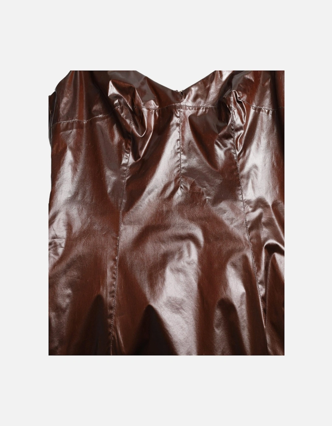 Faux Leather Midi Dress Sleeveless VNeck Women - Brown Dresses