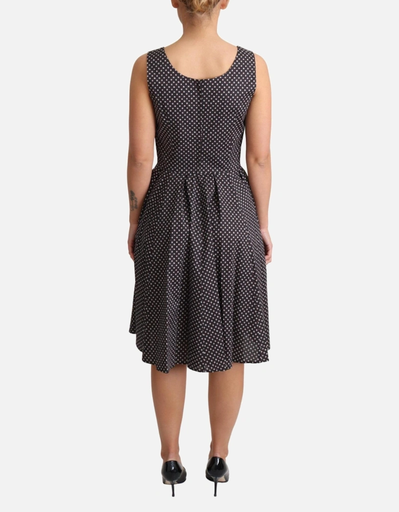 FloralPrint Cotton Poplin Dress Aline Midi Dress Women - Black Dresses