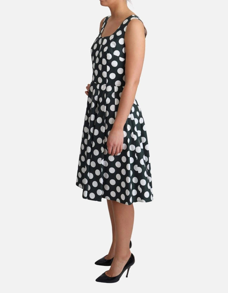 Dolce Gabbana Polka Dot Dress ALine Sleeveless Women - Green Dresses