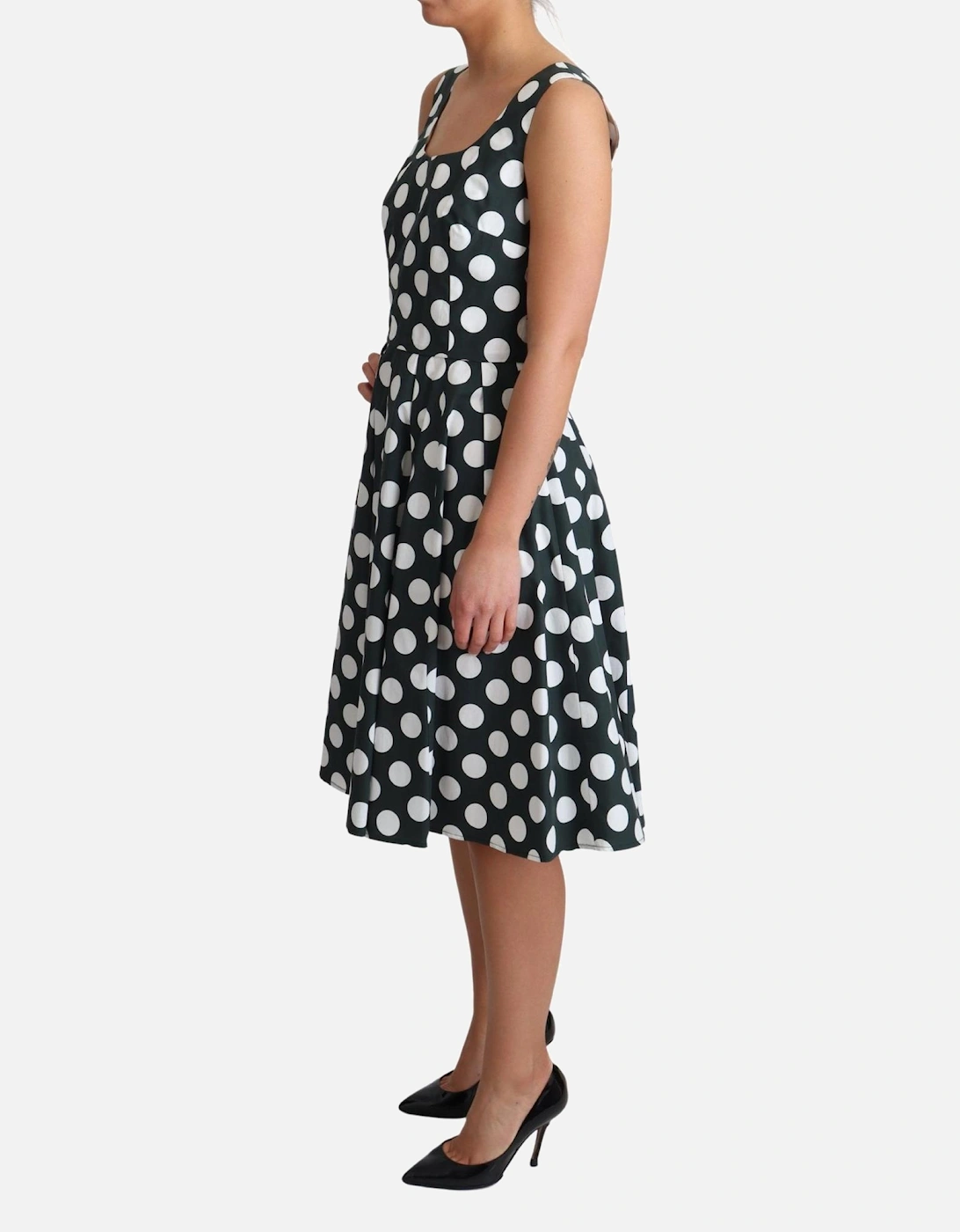 Dolce Gabbana Polka Dot Dress ALine Sleeveless Women - Green Dresses