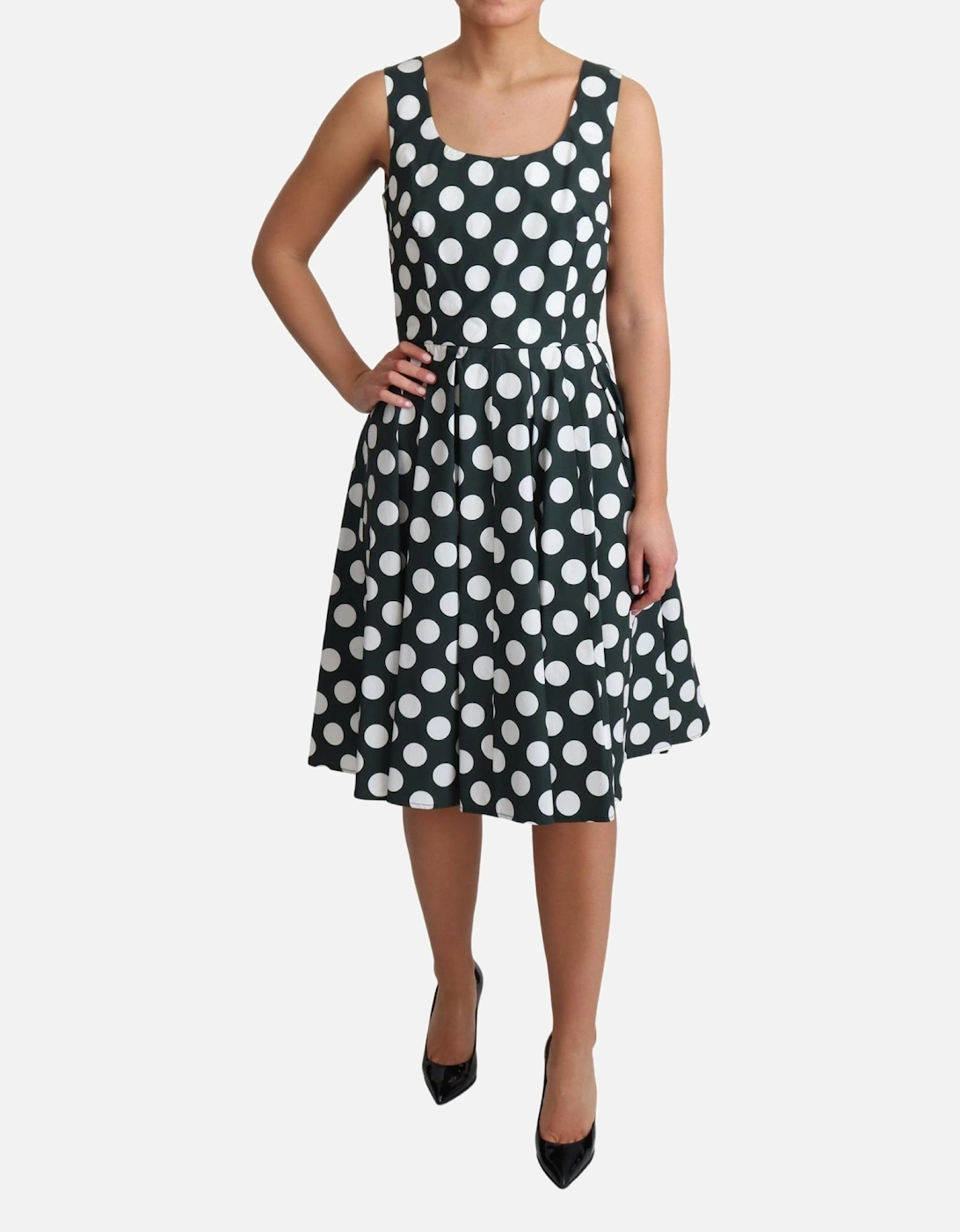 Dolce Gabbana Polka Dot Dress ALine Sleeveless Women - Green Dresses