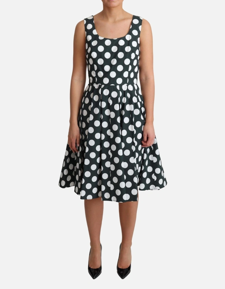 Dolce Gabbana Polka Dot Dress ALine Sleeveless Women - Green Dresses