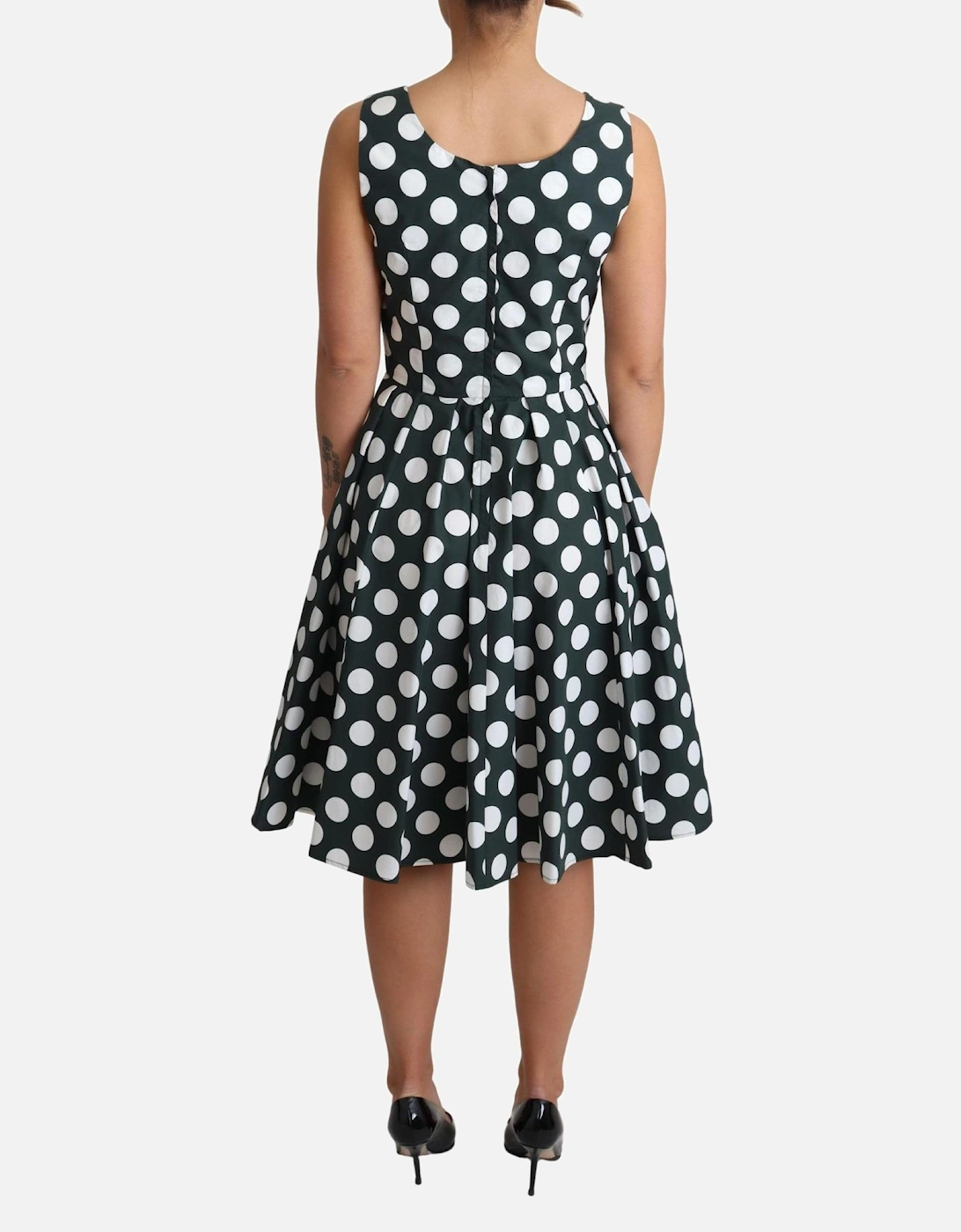 Dolce Gabbana Polka Dot Dress ALine Sleeveless Women - Green Dresses