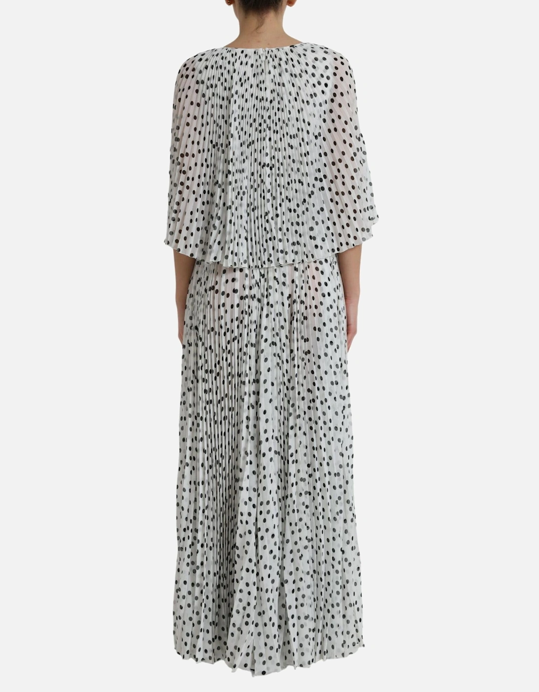 Polka Dot Maxi Dress with Logo Details Women - Blackwhite Dresses