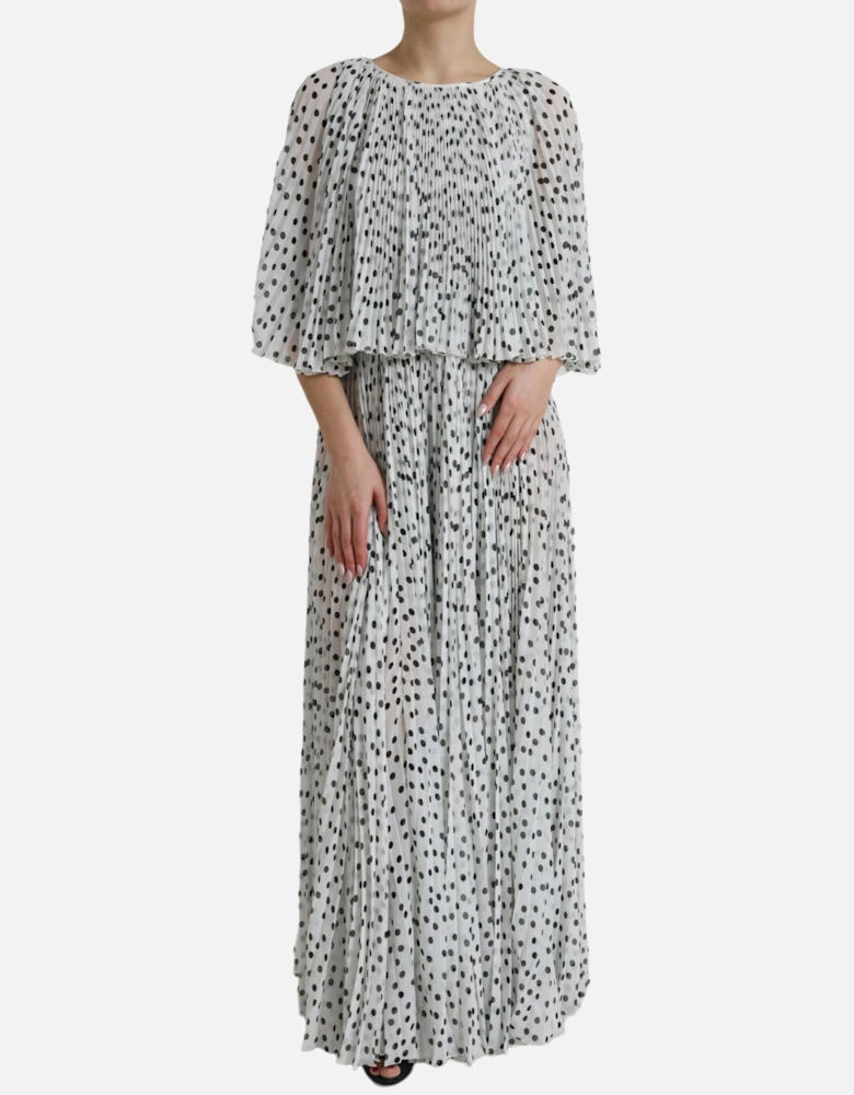 Polka Dot Maxi Dress with Logo Details Women - Blackwhite Dresses