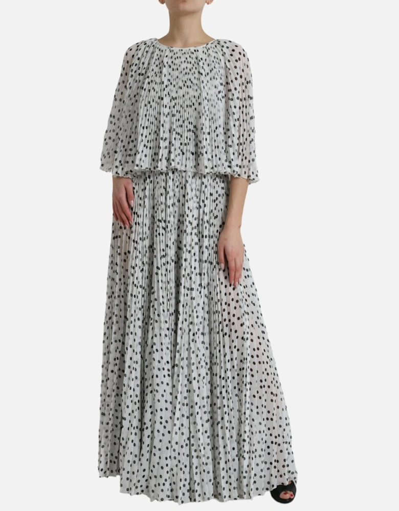 Polka Dot Maxi Dress with Logo Details Women - Blackwhite Dresses