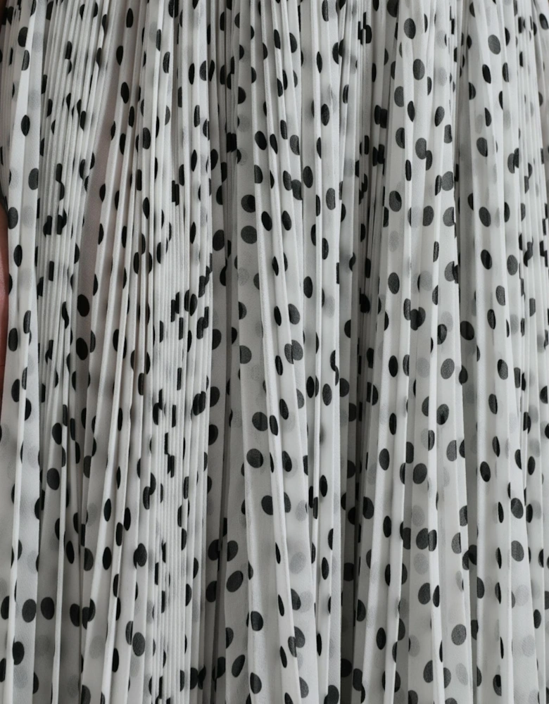 Polka Dot Maxi Dress with Logo Details Women - Blackwhite Dresses