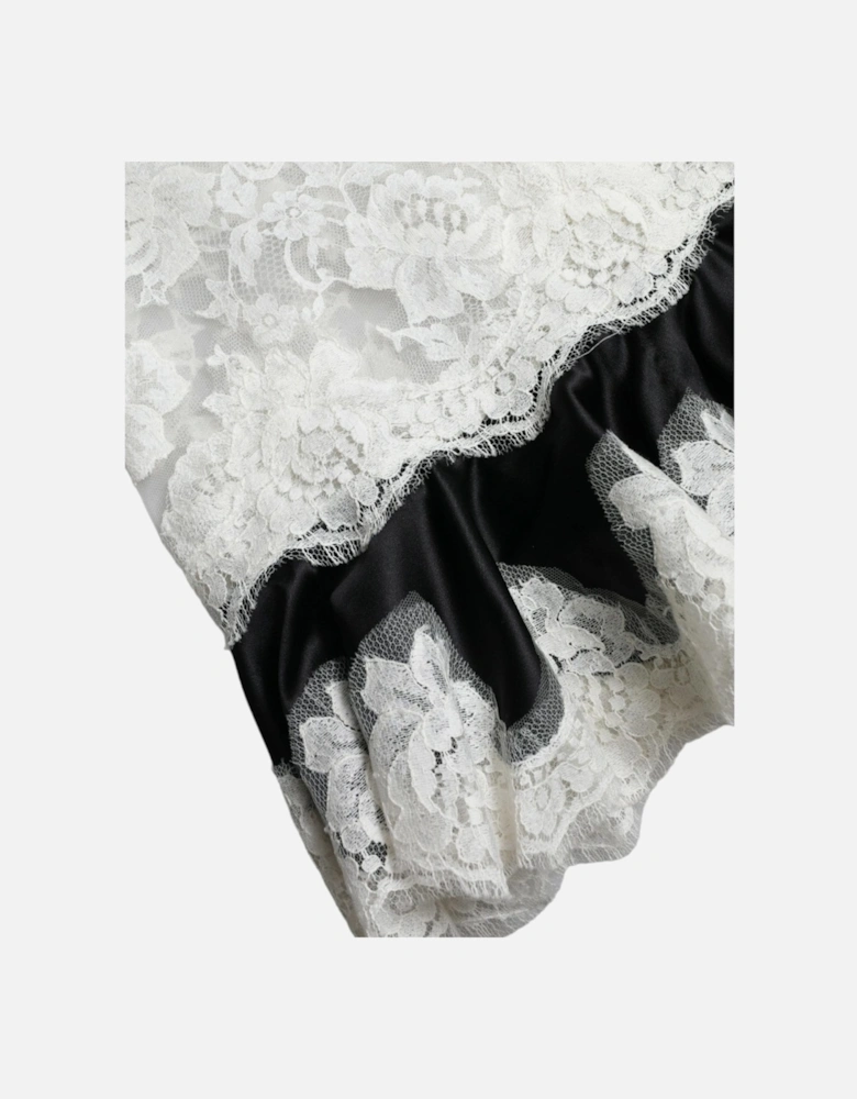 Lace Satin ALine Mini Dress Women - Black And White Dresses