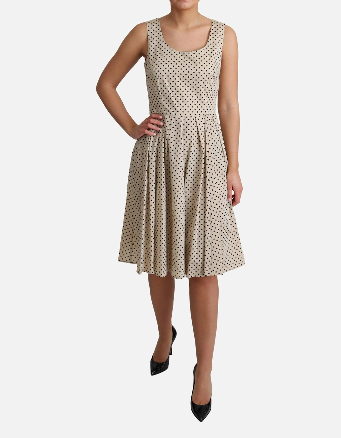 Dolce Gabbana Polka Dot Dress Aline Women - Beige Dresses