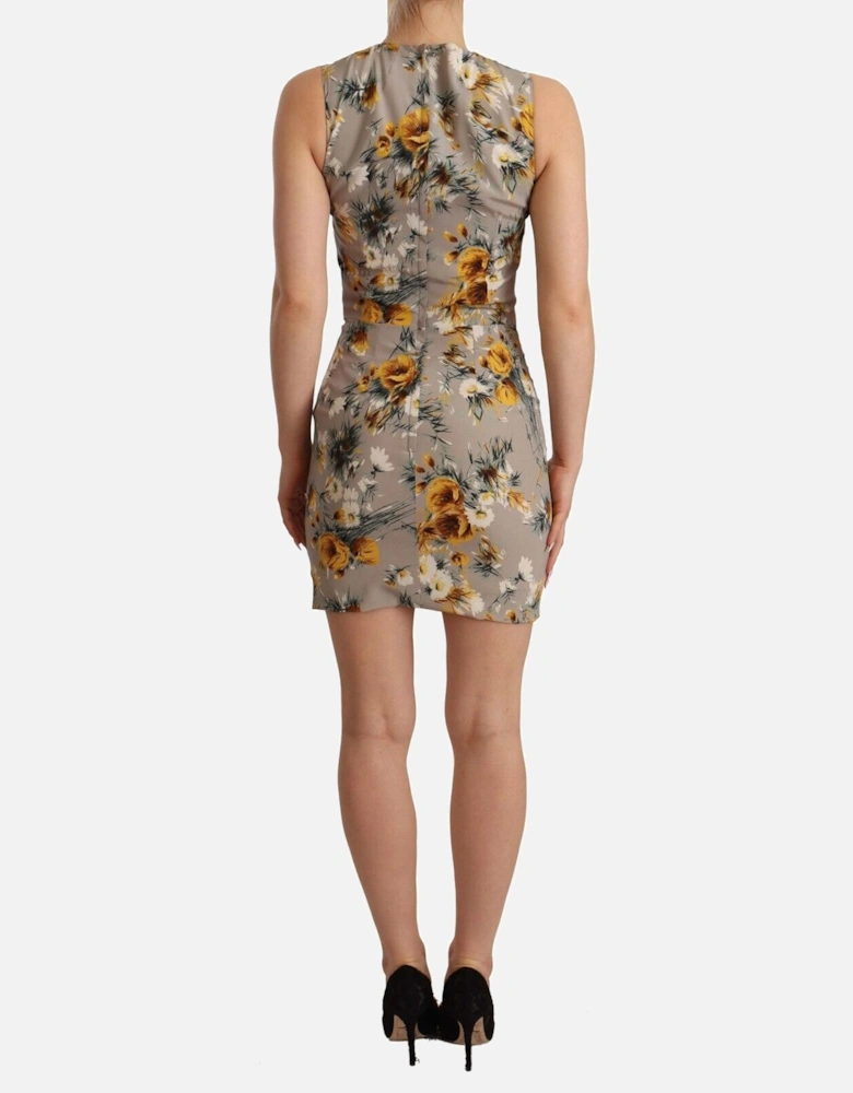 Floral Print Mini Dress Sleeveless Women - Gray Dresses